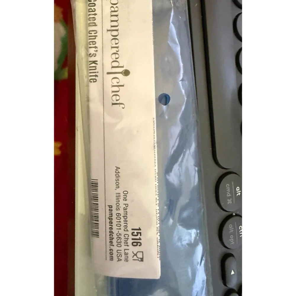 Pampered Chef Blue Coated Chef’s Knife with Sheath 7” 1516‎ NIP Retired